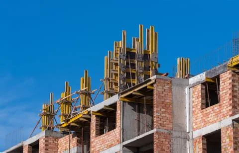 Build on the floor formwork construction team home Stock Photos