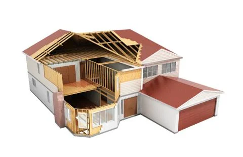 Build House Three-dimensional image 3d render on shadow Stock Illustration
