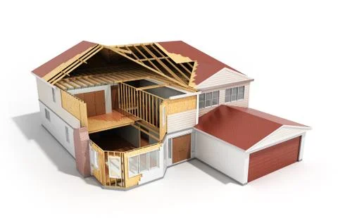 Build House Three-dimensional image 3d render on white background Stock Illustration