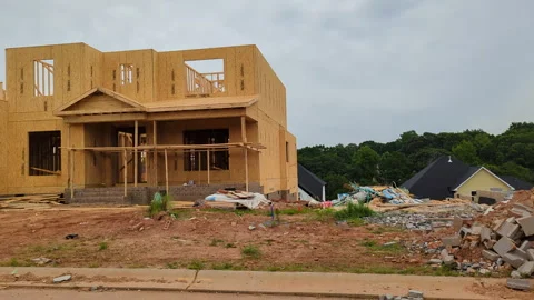 Build Housing Development Under Construction. Building New American Suburba.. Stock Footage 321014046