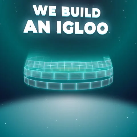 Build an igloo using digital blocks in a winter scene Video stock 344279434