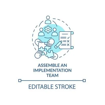 Build an implementation team concept icon Illustrazione stock