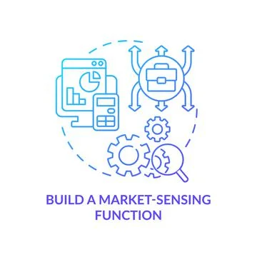 Build market sensing function blue gradient concept icon Illustrazione stock