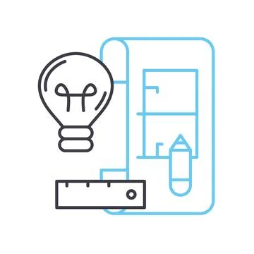 Build prototype line icon, outline symbol, vector illustration, concept sign Stock Illustration
