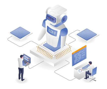 Build robots with artificial intelligence chips Stock Illustration