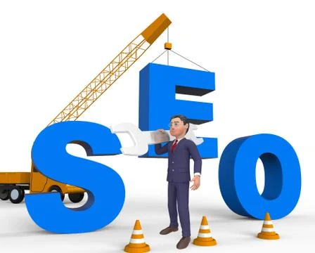 Build Seo Meaning Search Engine 3d Rendering 스톡 일러스트