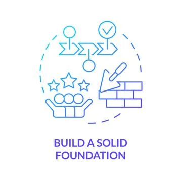 Build solid foundation blue gradient concept icon Illustrazione stock