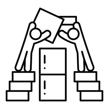 Build Together Line Icon Stock Illustration