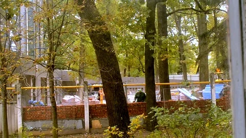 Build Wall On The Front View From Window Stock Footage 84067096