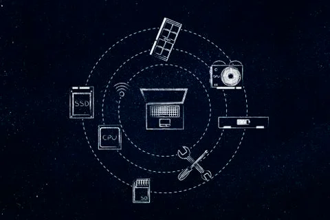 Build your ideal computer, laptop &amp; components 库存插图