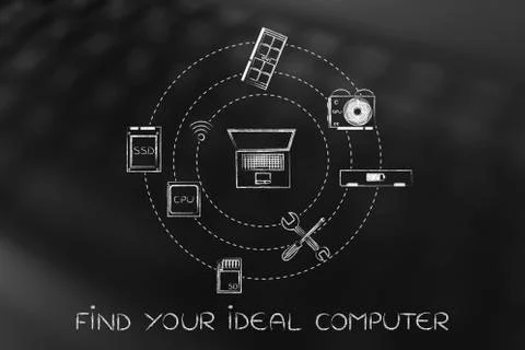 Build your ideal computer, laptop &amp; components Illustrazione stock