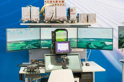 Buildable amateur computer panel for flight simulation. Stock Photos