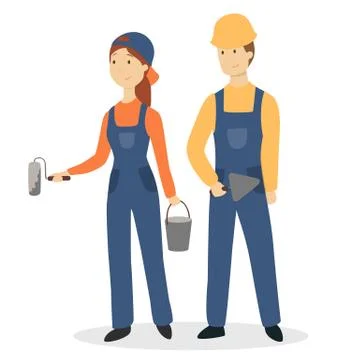 Builder and painter. Ilustración de archivo