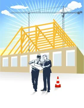Builder architect and home Stock Illustration