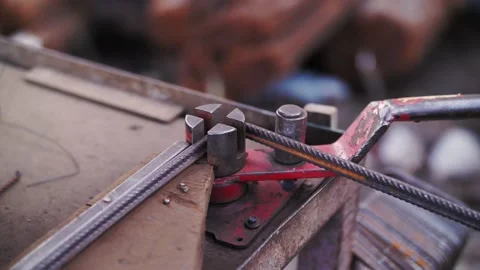 The builder bends the fittings Stock Footage 192474362