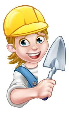 Builder Bricklayer Construction Worker Trowel Tool Stock Illustration