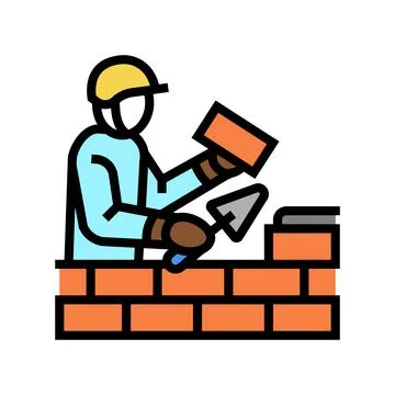 Builder building with brick color icon vector illustration Stock Illustration
