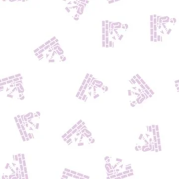 Builder building with brick glyph seamless pattern Stock Illustration