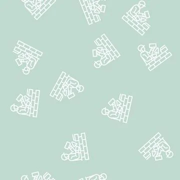 Builder building with brick line seamless pattern 스톡 일러스트