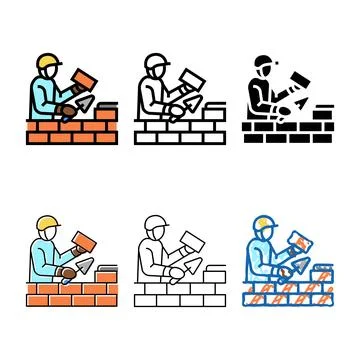 Builder building with edition brick color icon vector Illustrazione stock