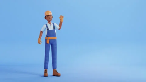 Builder character loop animation. Construction site worker, handyman Vidéo 297609136