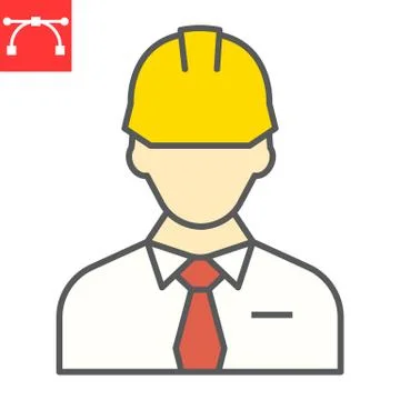 Builder color line icon, construction worker and repairman, engineer sign vector Stock Illustration