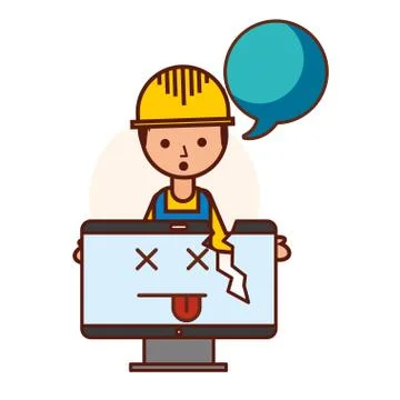 Builder computer failure broken error Stock Illustration
