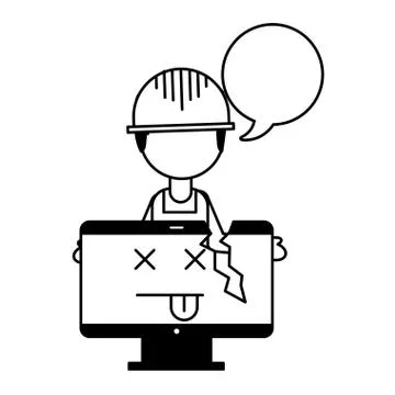 Builder computer failure broken error Stock Illustration