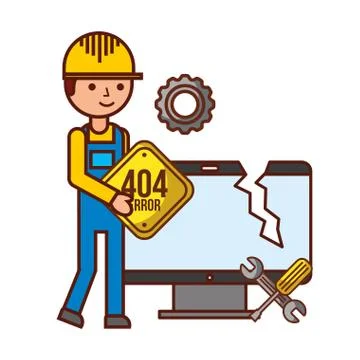 Builder computer support tools error Stock Illustration