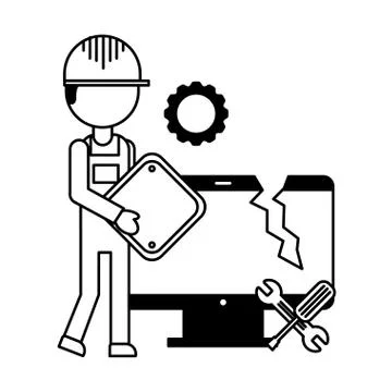 Builder computer support tools error Illustrazione stock