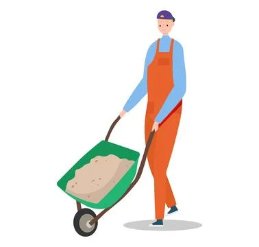 Builder construction worker in helmet, isolated on white vector illustration Stock Illustration