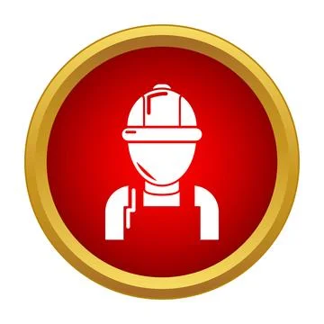 Builder construction worker wearing safety helmet icon Stock Illustration