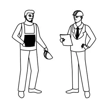 Builder constructor with engineer characters Illustrazione stock