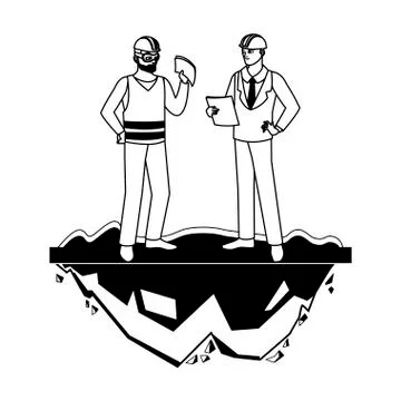 Builder constructor with engineer on the lawn Ilustración de archivo