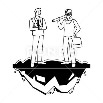Builder constructor with engineer on the lawn Stock Illustration