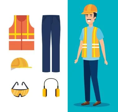 Builder constructor with equipment Stock Illustration