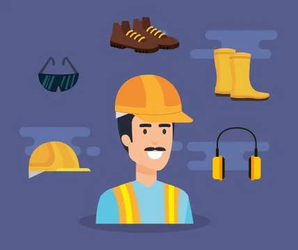 Builder constructor with equipment Illustrazione stock