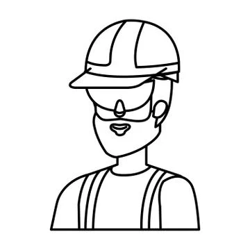 Builder constructor with helmet and goggles Illustrazione stock