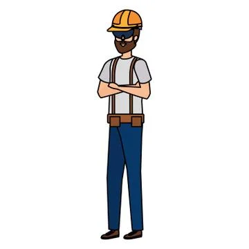 Builder constructor with helmet and goggles Stock Illustration