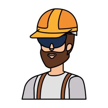Builder constructor with helmet and goggles Illustrazione stock