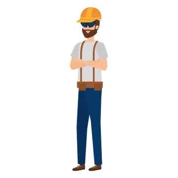 Builder constructor with helmet and goggles イラスト素材