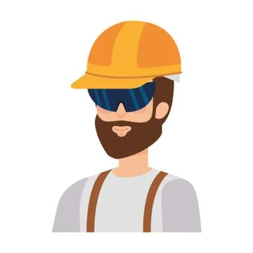 Builder constructor with helmet and goggles Stockillustratie