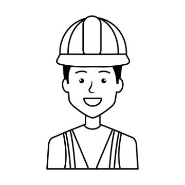 Builder constructor with helmet character Ilustración de archivo