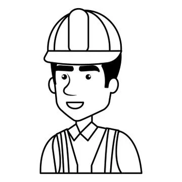 Builder constructor with helmet character Ilustración de archivo