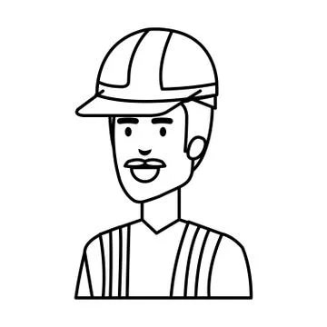 Builder constructor with helmet Illustrazione stock