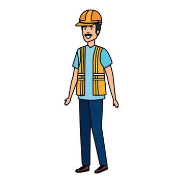 Builder constructor with helmet Stockillustratie