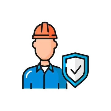 Builder constructor worker insurance outline icon Ilustración de archivo