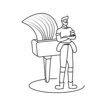 Builder constructor worker with paint brush Ilustración de archivo