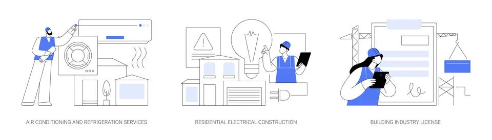 Builder contractor services abstract concept vector illustrations. Stock Illustration