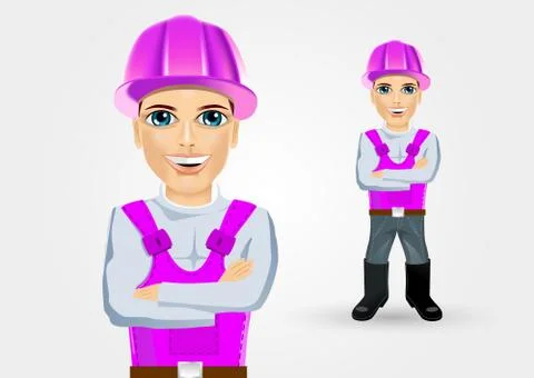 Builder with crossed arms 스톡 일러스트